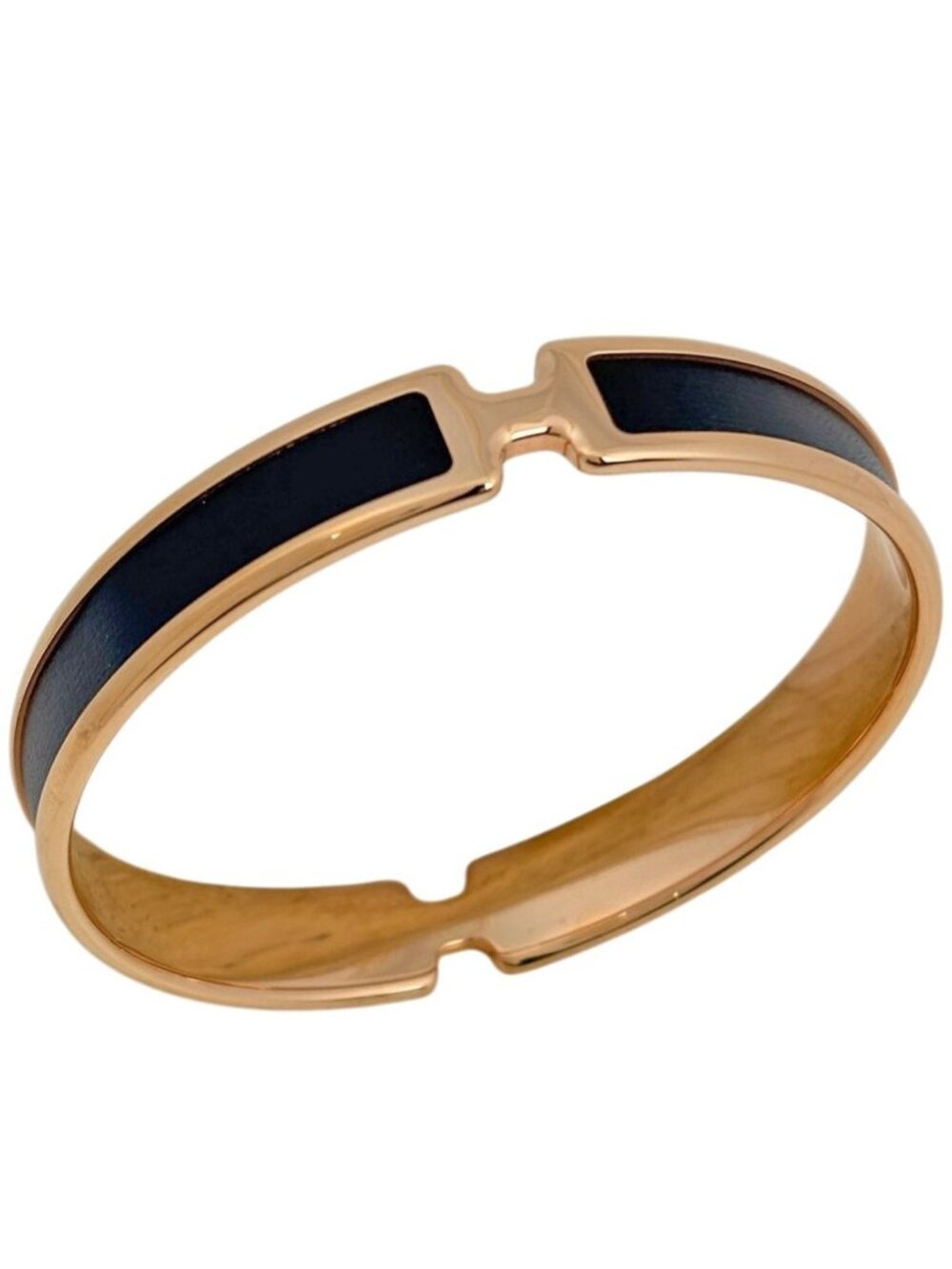 Hermes Olympe Bangle Gold Plated Black Bracelet